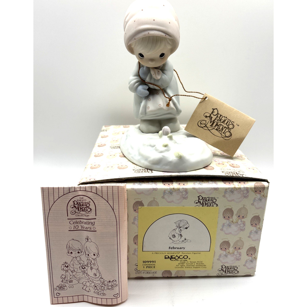 Vintage Precious Moments "February" Figurine 109991 1987 NIB Store Display